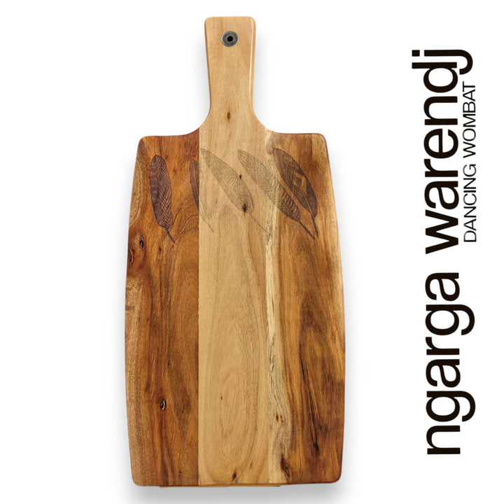 ACACIA WOOD RECTANGLE PADDLE BOARD - FIVE FEATHERS