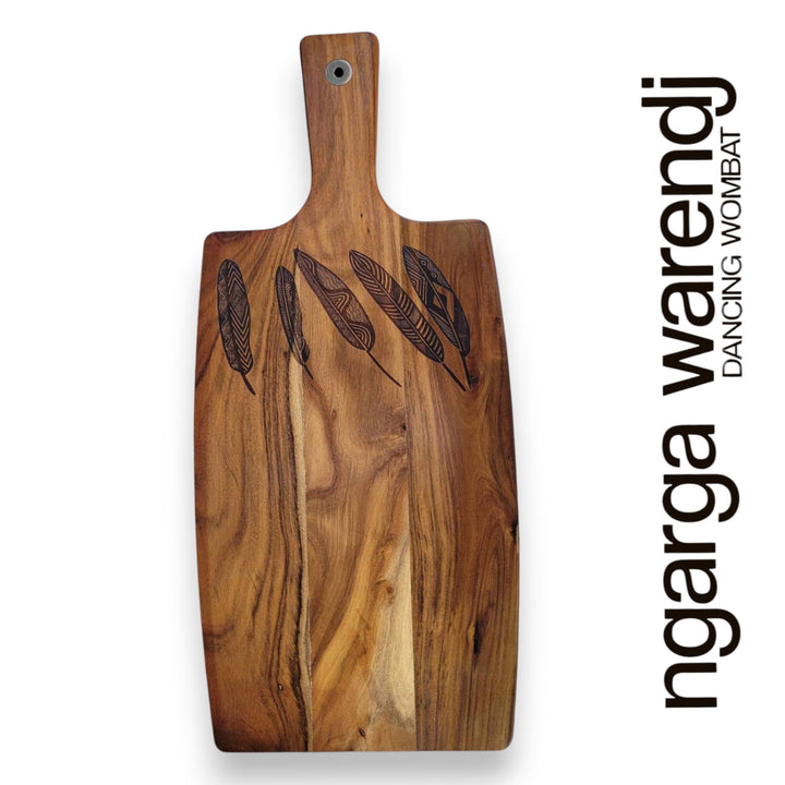 ACACIA WOOD RECTANGLE PADDLE BOARD - FIVE FEATHERS