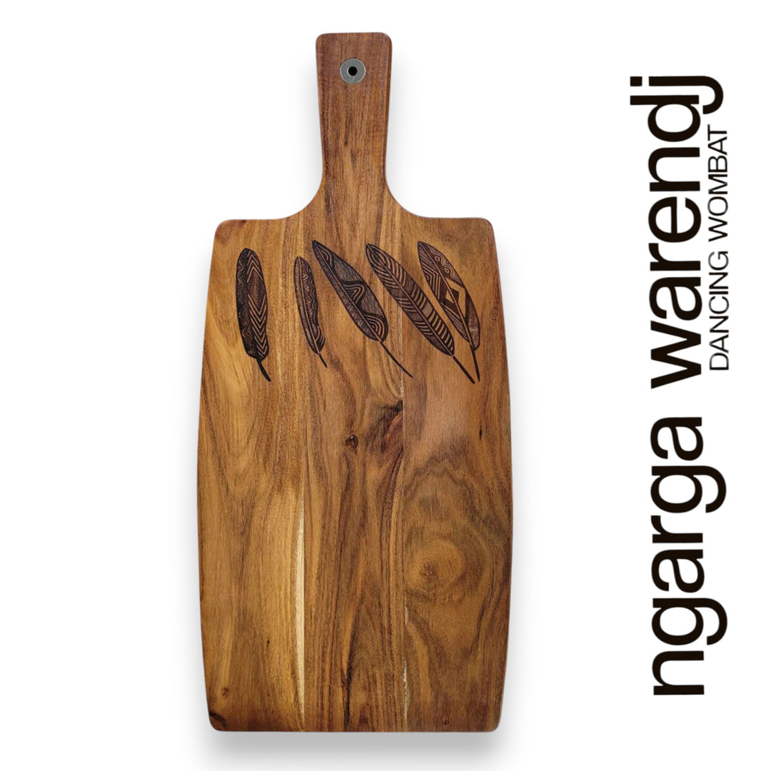 ACACIA WOOD RECTANGLE PADDLE BOARD - FIVE FEATHERS