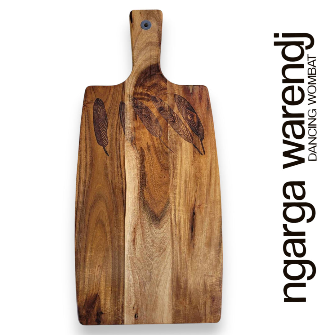 ACACIA WOOD RECTANGLE PADDLE BOARD - FIVE FEATHERS