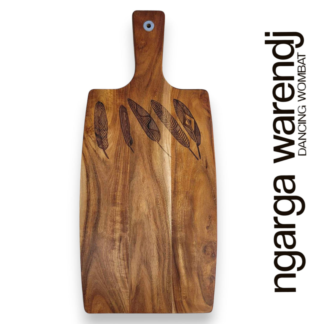 ACACIA WOOD RECTANGLE PADDLE BOARD - FIVE FEATHERS