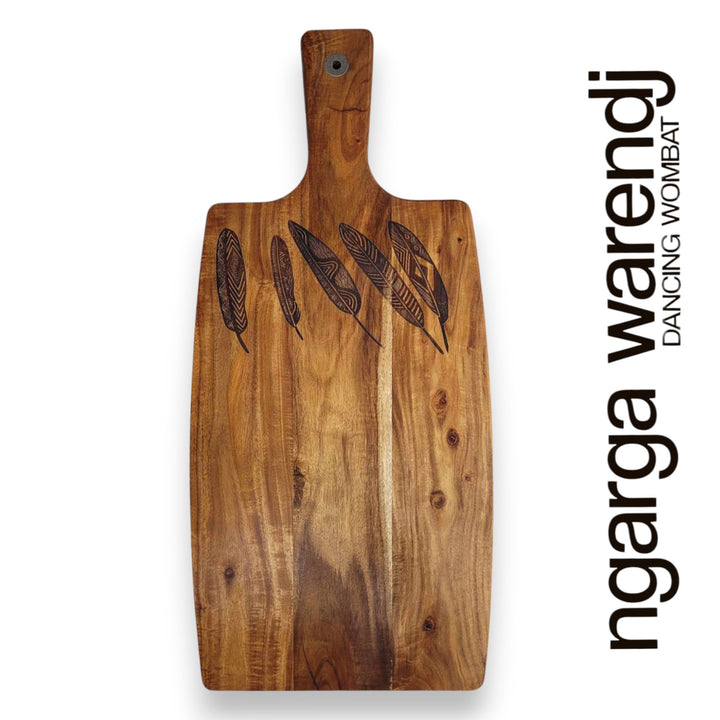 ACACIA WOOD RECTANGLE PADDLE BOARD - FIVE FEATHERS