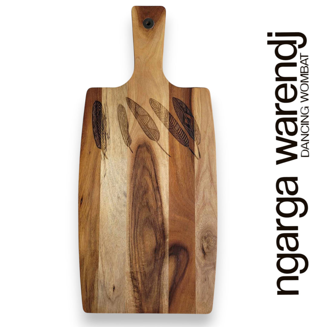 ACACIA WOOD RECTANGLE PADDLE BOARD - FIVE FEATHERS