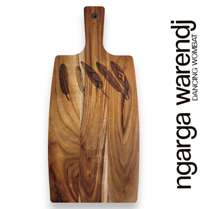 ACACIA WOOD RECTANGLE PADDLE BOARD - FIVE FEATHERS