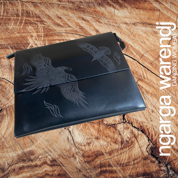 BLACK LEATHER MESSENGER COMPUTER BAG - ASSORTED DESIGNS