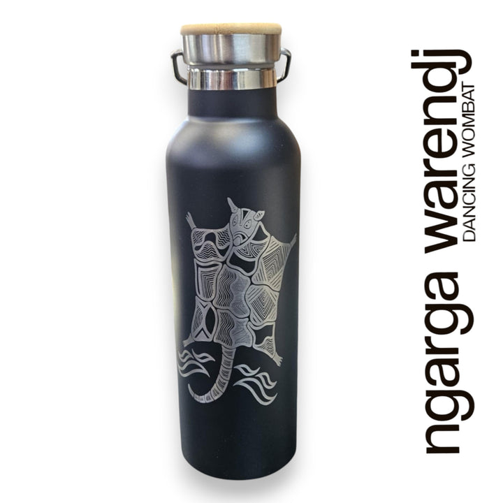 WALERT THE POSSUM DESIGN - BLACK OR WHITE 750ML DOUBLE WALLED INSULATED STAINLESS STEEL BOTTLE