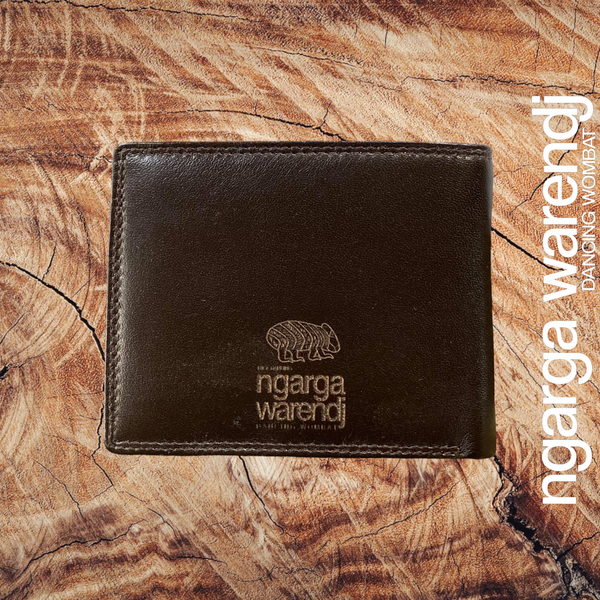 BROWN MENS LEATHER WALLET -  BUNJIL EAGLE DESIGN