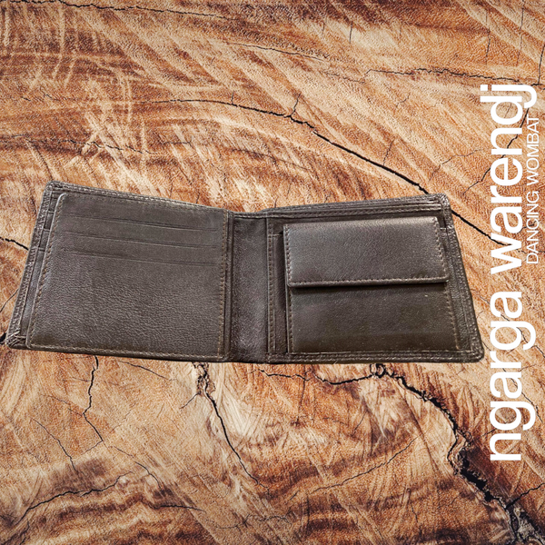 BROWN MENS LEATHER WALLET -  BUNJIL EAGLE DESIGN