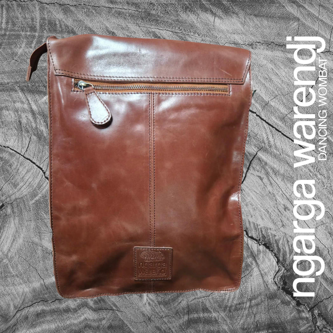 BROWN LEATHER MESSENGER LAPTOP COMPUTOR BAG