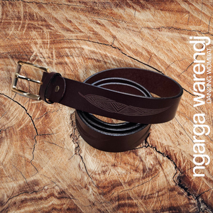 Brown Leather Belt with assorted Aboriginal Art Designs