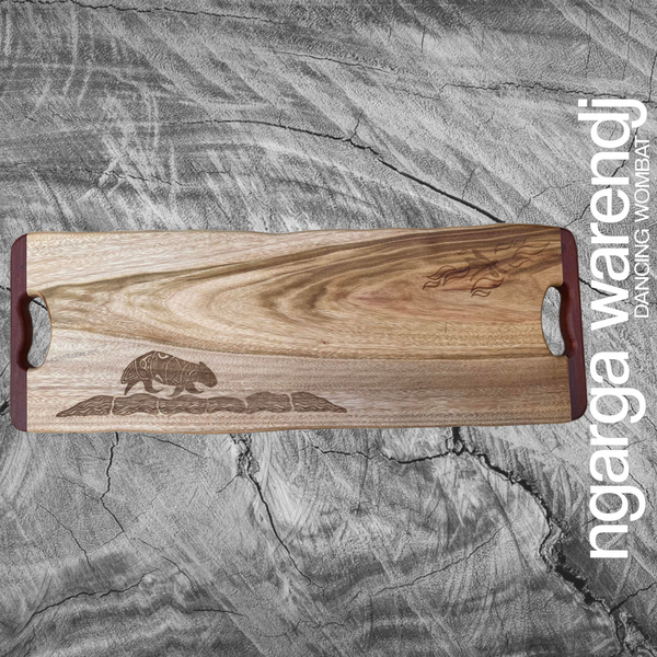 CAMPHOR LAUREL LONG BOARD WITH REDGUM HANDLES - ASSORTED DESIGNS