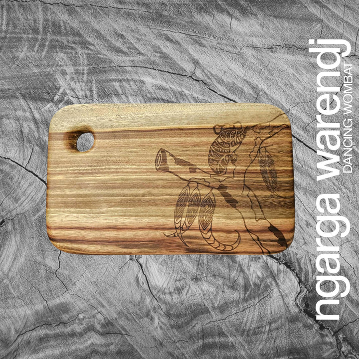 CAMPHOR LAUREL SMALL RECTANGLE BOARD WITH HOLE - ASSORTED DESIGNS