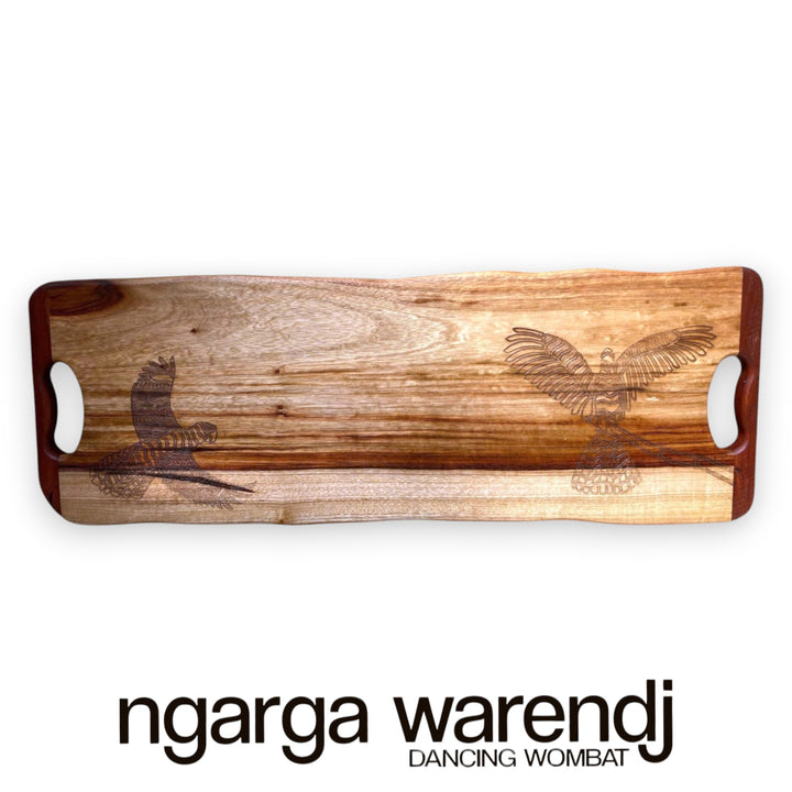 CAMPHOR LAUREL LONG BOARD WITH REDGUM HANDLES - ASSORTED DESIGNS