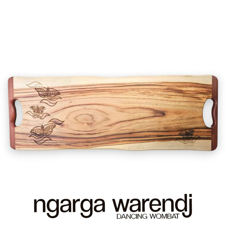 CAMPHOR LAUREL LONG BOARD WITH REDGUM HANDLES - ASSORTED DESIGNS