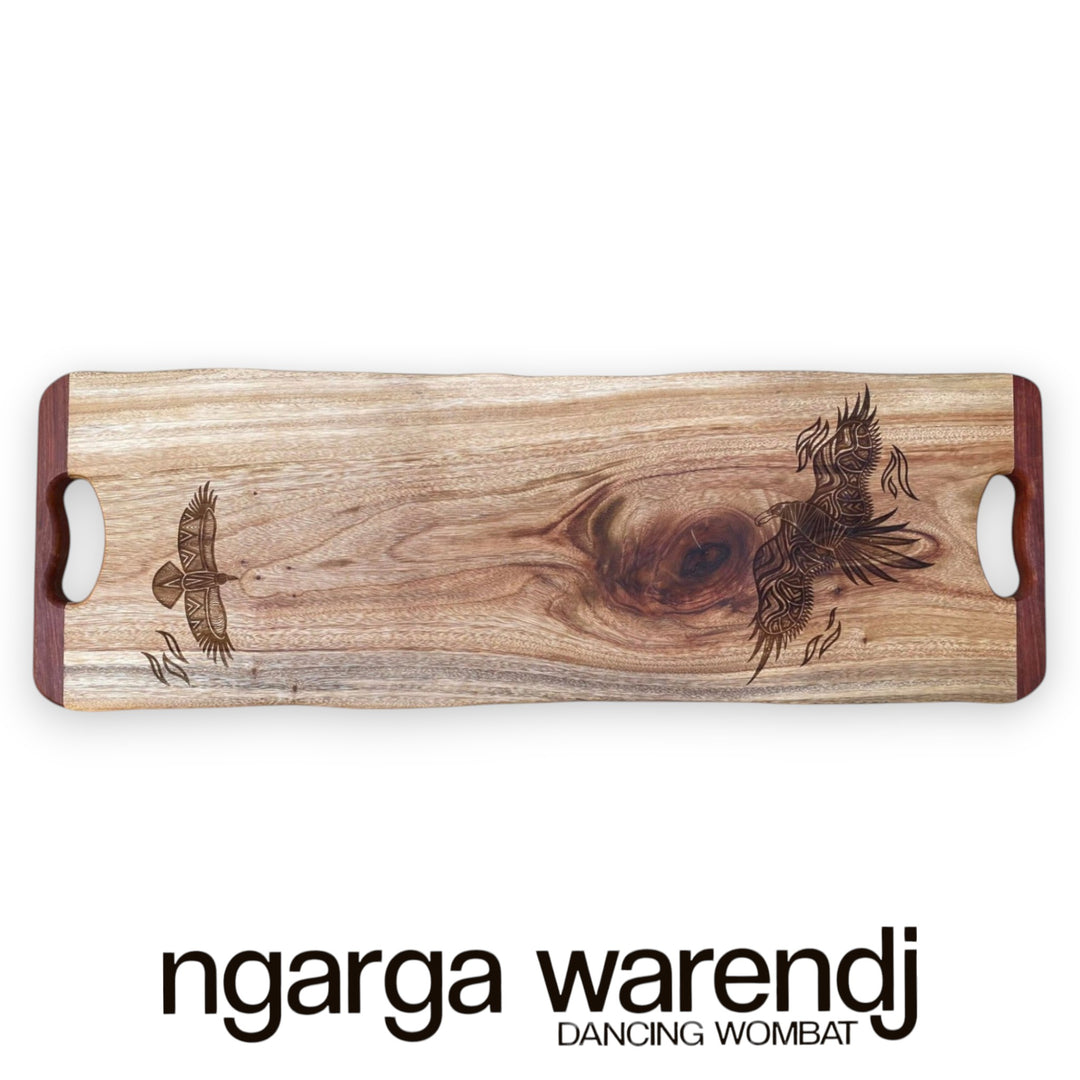 CAMPHOR LAUREL LONG BOARD WITH REDGUM HANDLES - ASSORTED DESIGNS