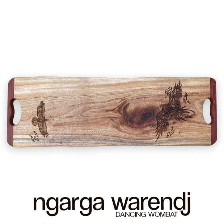 CAMPHOR LAUREL LONG BOARD WITH REDGUM HANDLES - ASSORTED DESIGNS