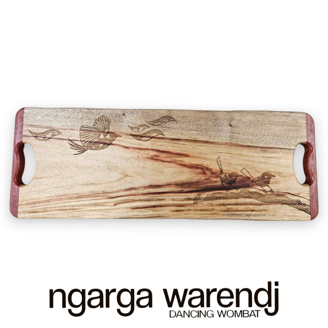 CAMPHOR LAUREL LONG BOARD WITH REDGUM HANDLES - ASSORTED DESIGNS