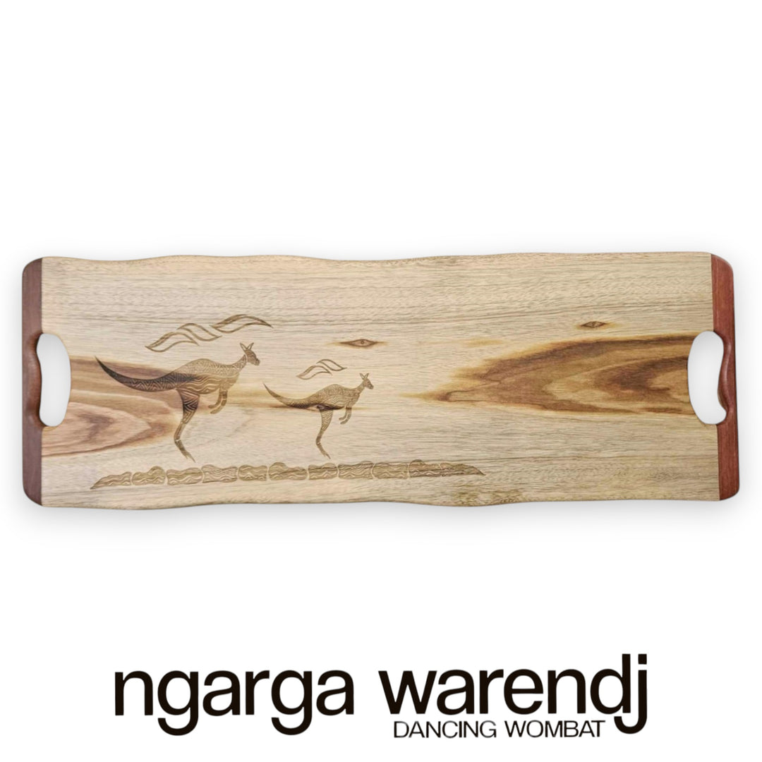 CAMPHOR LAUREL LONG BOARD WITH REDGUM HANDLES - ASSORTED DESIGNS