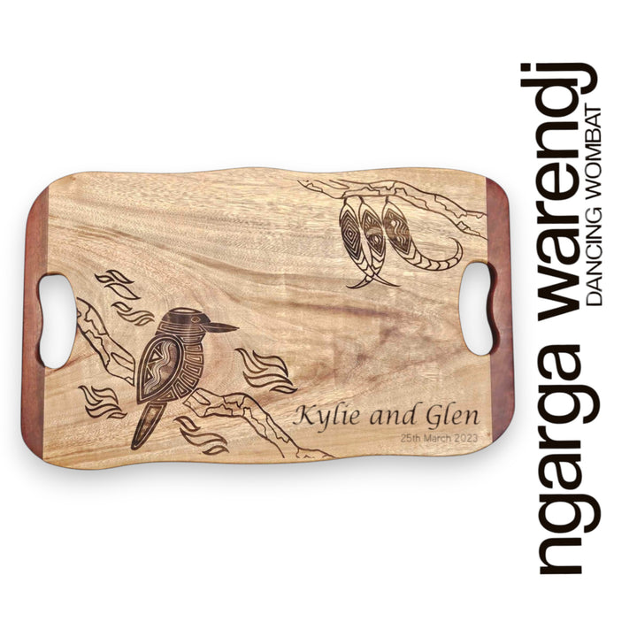 CAMPHOR LAUREL & REDGUM THIN MEDIUM BOARD WITH HANDLES - KOOKABURRA DESIGN
