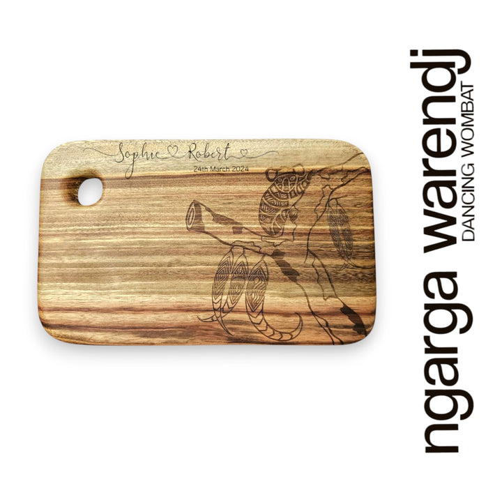 CAMPHOR LAUREL RECTANGLE BOARD WITH HOLE - SMALL - ASSORTED DESIGNS