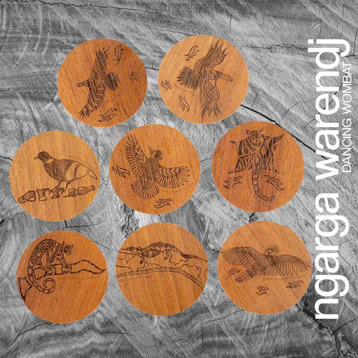 Ngarga Warendj Creator Story Series Round Coasters Set of 8 - Assorted Timber