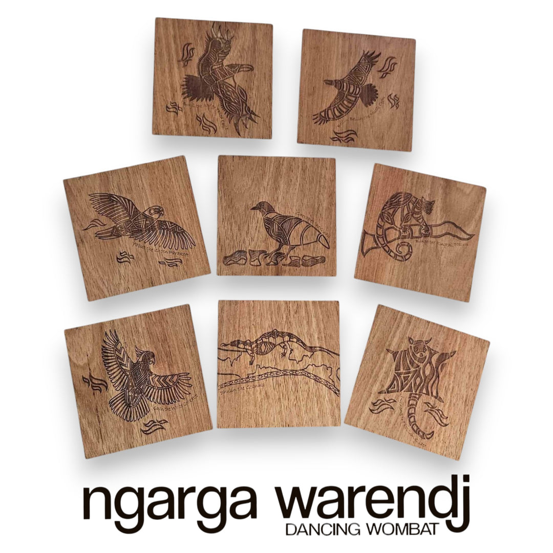 Ngarga Warendj Creator Story Series Square Coasters Set of 8 - Assorted Timber