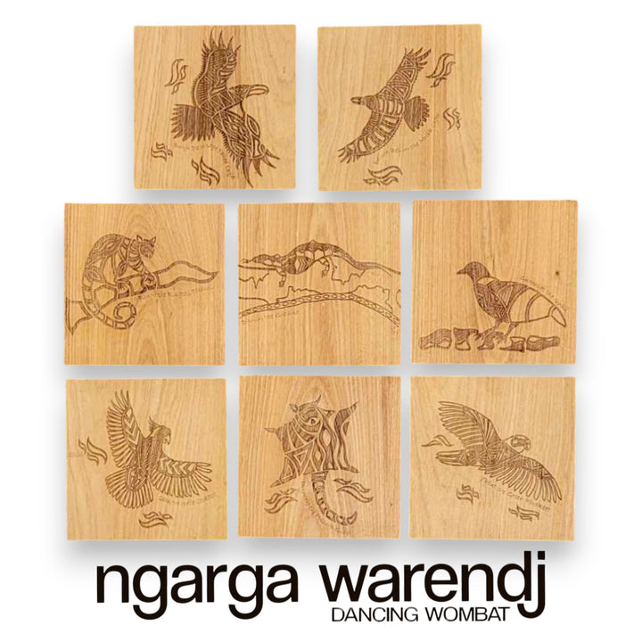 Ngarga Warendj Creator Story Series Square Coasters Set of 8 - Assorted Timber