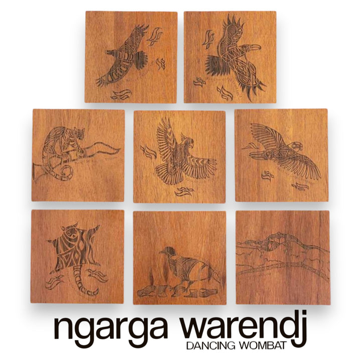Ngarga Warendj Creator Story Series Square Coasters Set of 8 - Assorted Timber