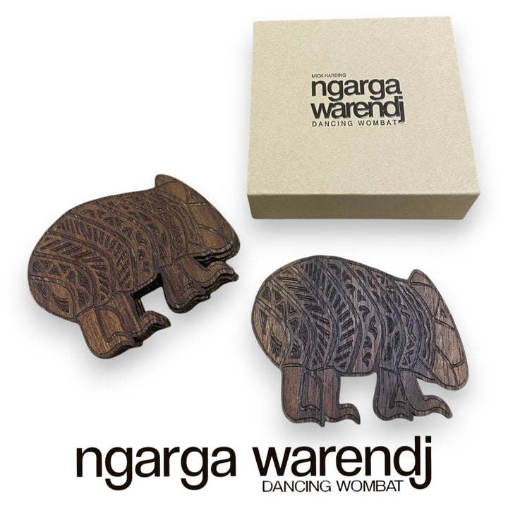 Ngarga Warendj Gift Box Camphor Laurel Board, SS Mug, Wombat Coasters and Chocolate Hamper