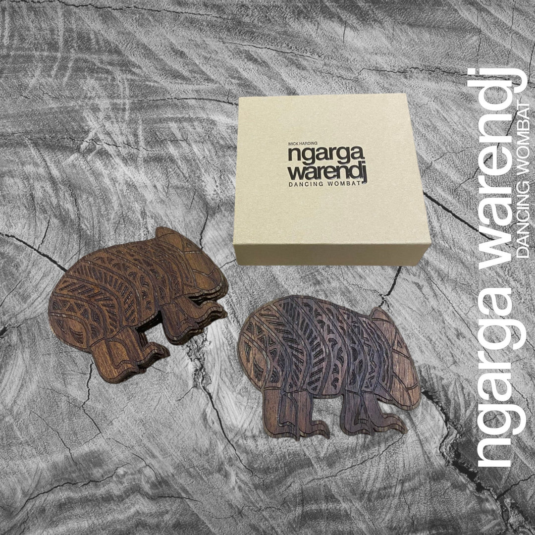 Ngarga Warendj Wombat Coasters Set of 6 - Assorted Timber