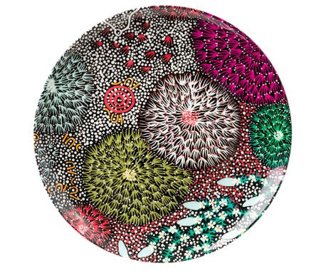 7" BONE CHINA CERAMIC PLATE - ABORIGINAL ART BY TEDDY GIBSON FROM WARLIKURLANGU ARTISTS