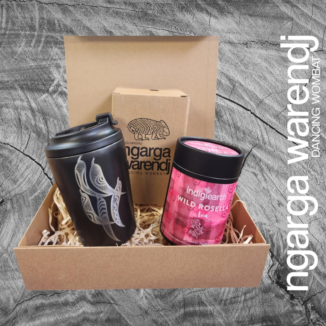 Ngarga Warendj Gift Box Indigiearth Tea and Gum Leaves Stainless Steel Keep Cup Hamper Pack