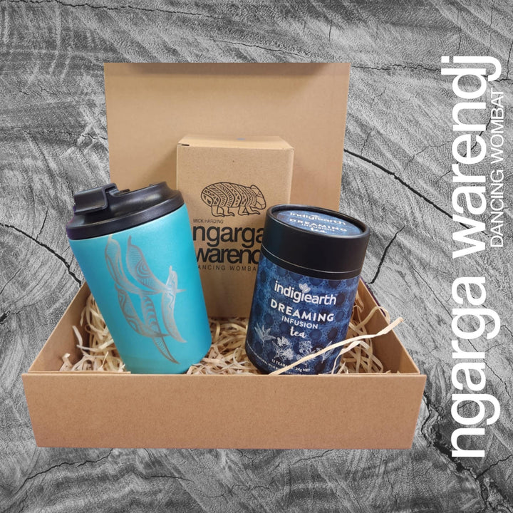 Ngarga Warendj Gift Box Indigiearth Tea and Gum Leaves Stainless Steel Keep Cup Hamper Pack