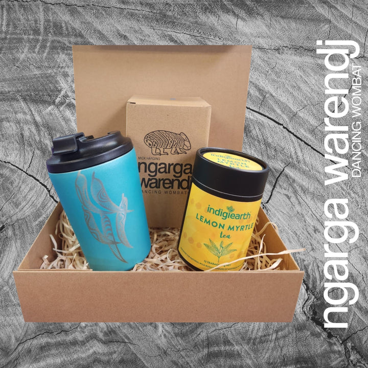 Ngarga Warendj Gift Box Indigiearth Tea and Gum Leaves Stainless Steel Keep Cup Hamper Pack