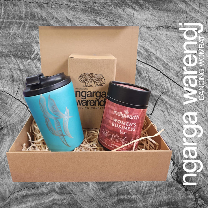 Ngarga Warendj Gift Box Indigiearth Tea and Gum Leaves Stainless Steel Keep Cup Hamper Pack