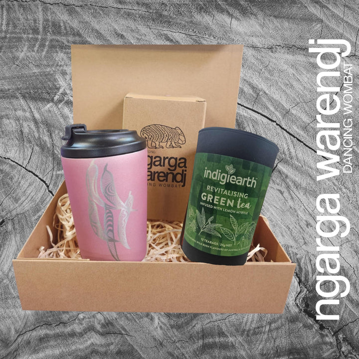 Ngarga Warendj Gift Box Indigiearth Tea and Gum Leaves Stainless Steel Keep Cup Hamper Pack