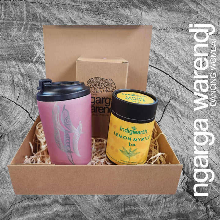 Ngarga Warendj Gift Box Indigiearth Tea and Gum Leaves Stainless Steel Keep Cup Hamper Pack