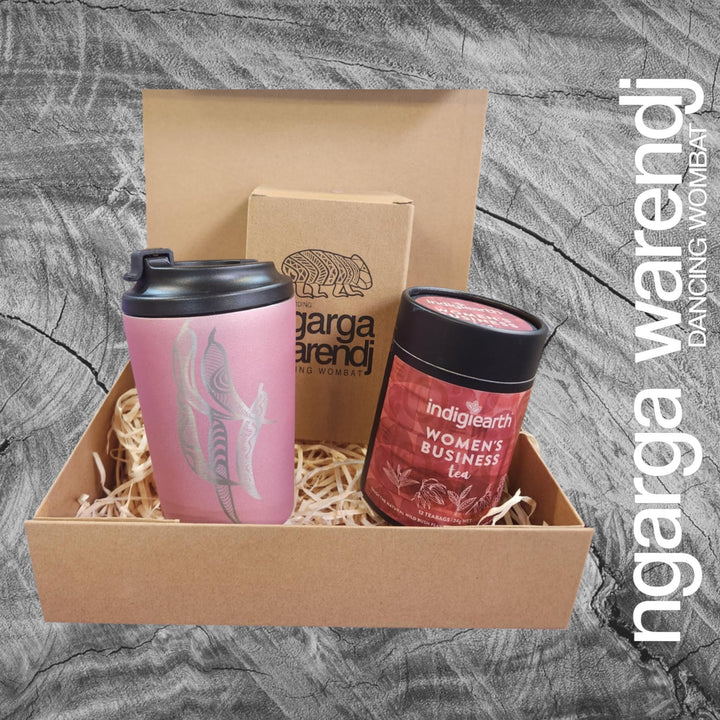 Ngarga Warendj Gift Box Indigiearth Tea and Gum Leaves Stainless Steel Keep Cup Hamper Pack