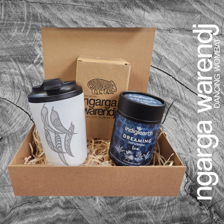 Ngarga Warendj Gift Box Indigiearth Tea and Gum Leaves Stainless Steel Keep Cup Hamper Pack