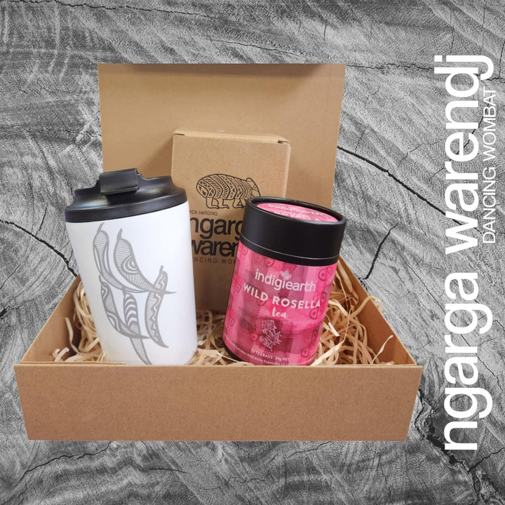 Ngarga Warendj Gift Box Indigiearth Tea and Gum Leaves Stainless Steel Keep Cup Hamper Pack