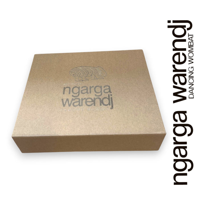 Ngarga Warendj Writers Gift Box Hamper - Rectangle Pen Set, Journal, Jala Jala Chocolate, Art Card