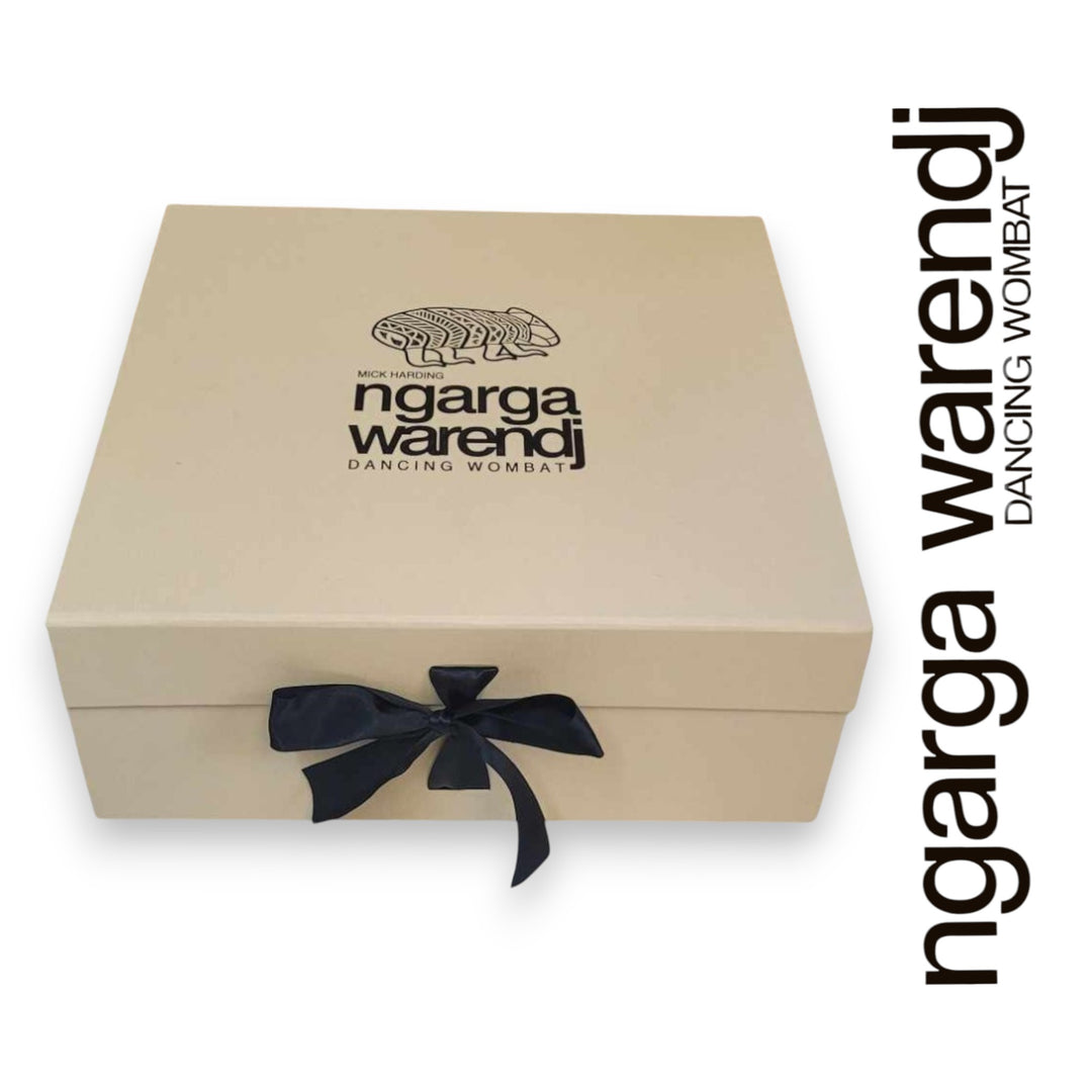 Ngarga Warendj Gift Box Camphor Laurel Board, SS Mug, Possum Cloak Coasters, Card and Chocolate Hamper