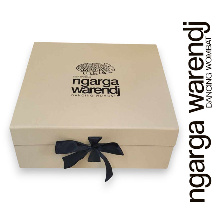 Ngarga Warendj Gift Box Camphor Laurel Board, SS Mug, Wombat Coasters and Chocolate Hamper