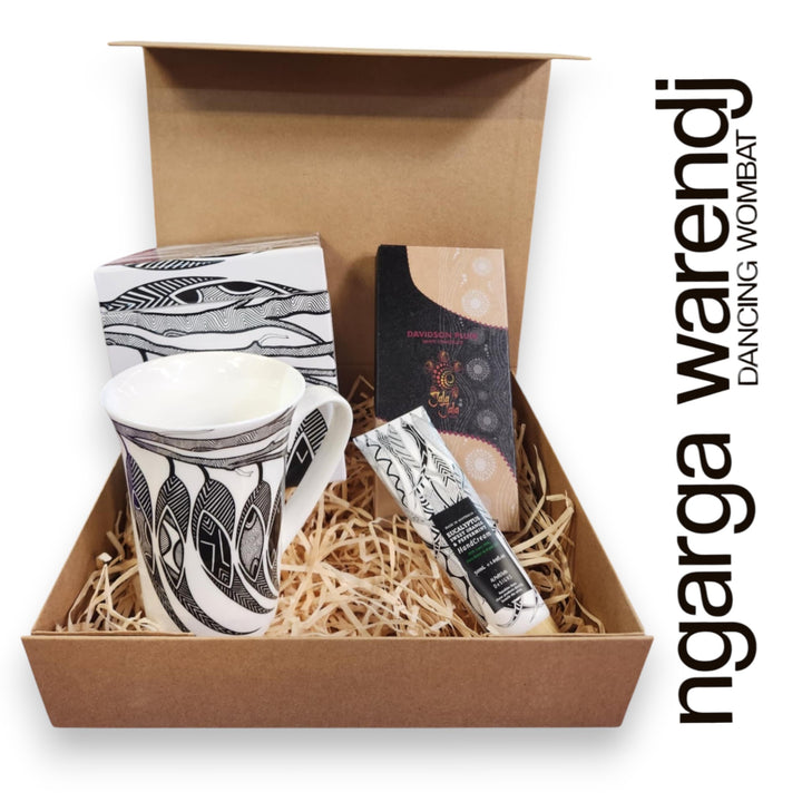 Ngarga Warendj Gift Box Mug or Keep Cup, Handcream and Chocolate Hamper Pack
