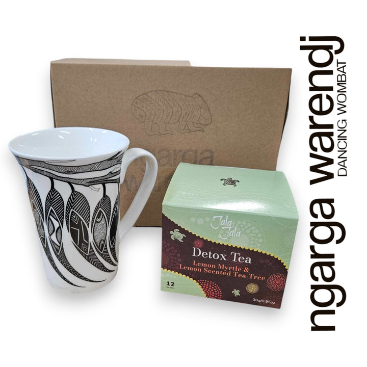 Ngarga Warendj Gum leaves Mug and Jala Jala Tea Gift Box Hamper