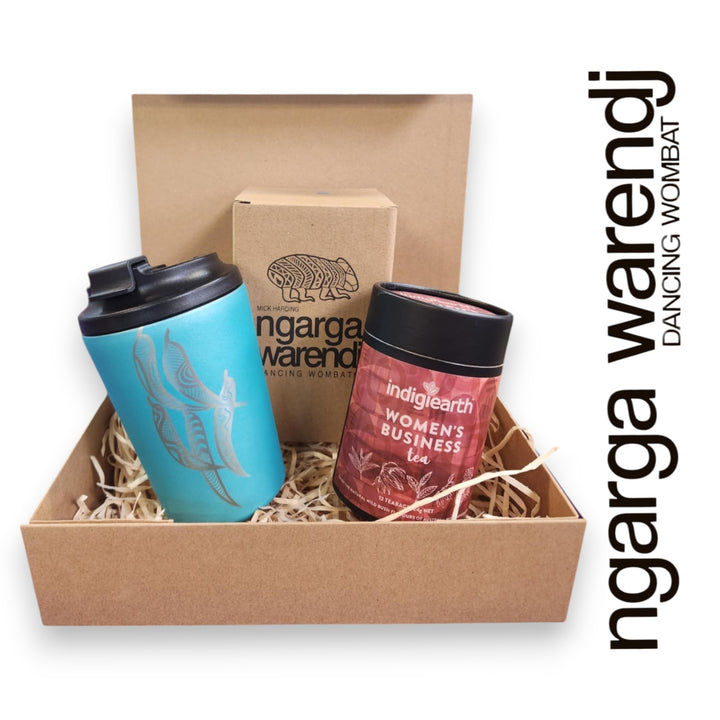 Ngarga Warendj Gift Box Indigiearth Tea and Gum Leaves Stainless Steel Keep Cup Hamper Pack