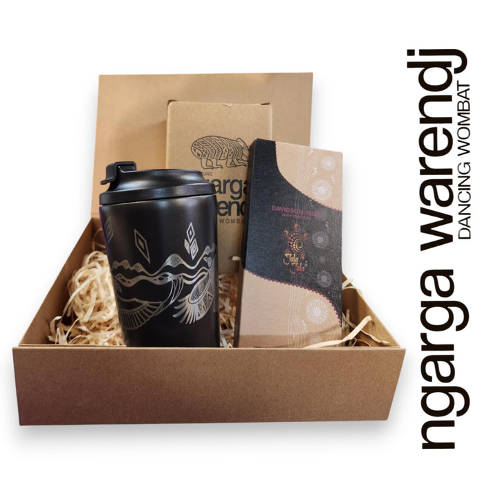 Ngarga Warendj Gift Box Bunjil and Waa Stainless Steel Keep Cup and Chocolate Hamper