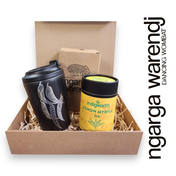 Ngarga Warendj Gift Box Indigiearth Tea and Gum Leaves Stainless Steel Keep Cup Hamper Pack