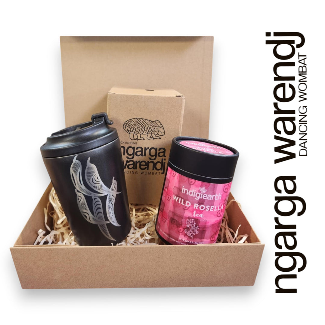 Ngarga Warendj Gift Box Indigiearth Tea and Gum Leaves Stainless Steel Keep Cup Hamper Pack