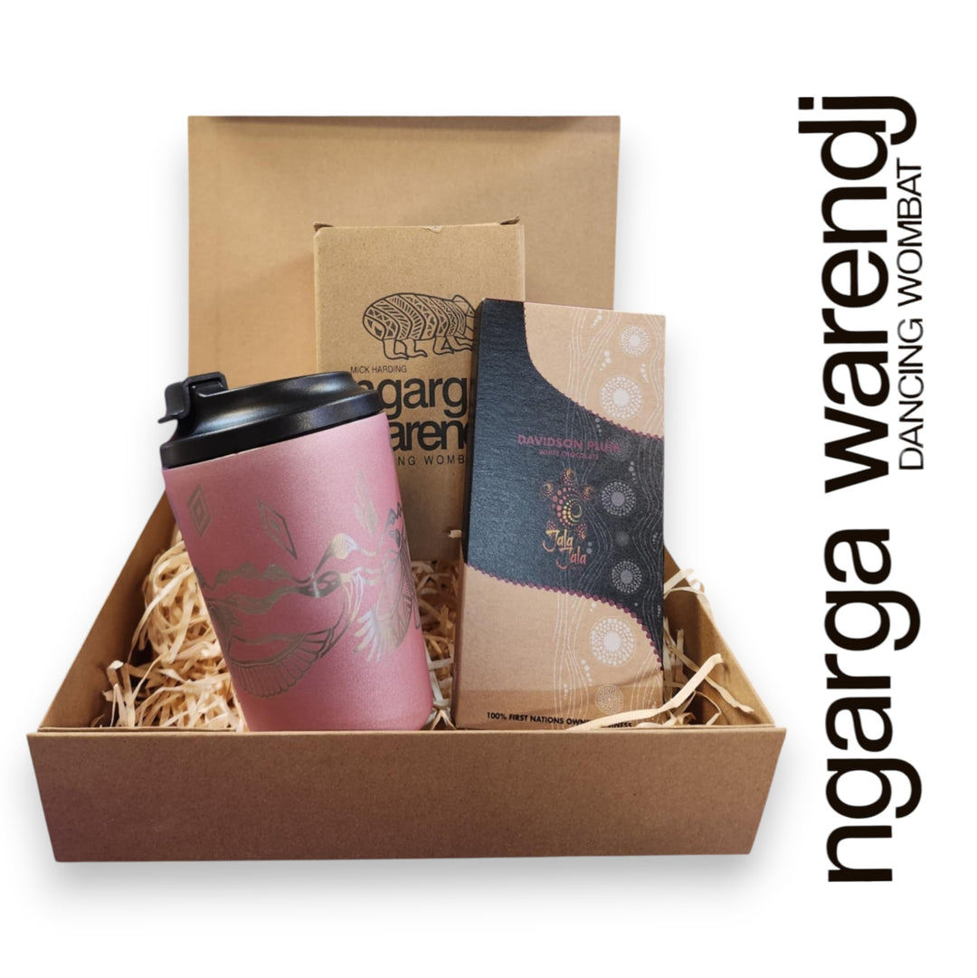 Ngarga Warendj Gift Box Bunjil and Waa Stainless Steel Keep Cup and Chocolate Hamper